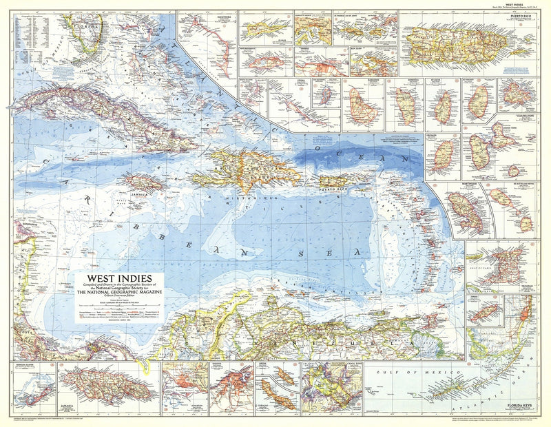 West Indies Map 1954 Maps.com