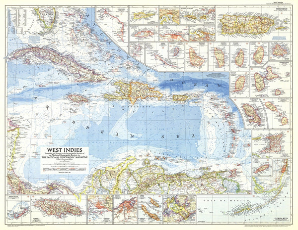 West Indies Map 1954 Maps.com