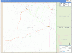 Weston County, Wyoming Zip Code Wall Map