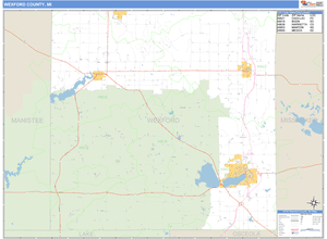 Wexford County, Michigan Zip Code Wall Map