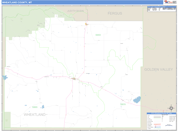 Wheatland County, Montana Zip Code Wall Map Market Maps (IDI)