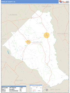 Wheeler County, Georgia Zip Code Wall Map