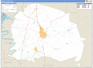 White County, Tennessee Zip Code Wall Map