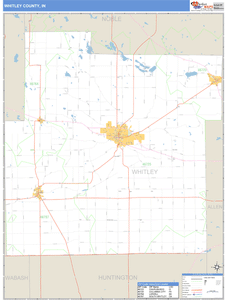 Whitley County, Indiana Zip Code Wall Map