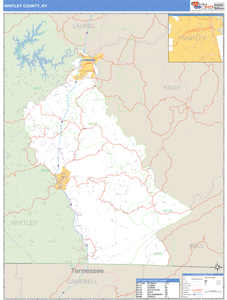 Whitley County, Kentucky Zip Code Wall Map