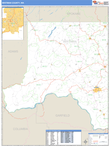 Whitman County, Washington Zip Code Wall Map