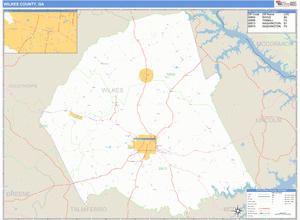 Wilkes County, Georgia Zip Code Wall Map
