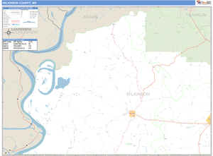 Wilkinson County, Mississippi Zip Code Wall Map