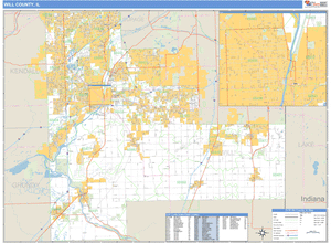 Will County, Illinois Zip Code Wall Map