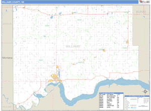 Williams County, North Dakota Zip Code Wall Map