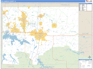 Williamson County, Illinois Zip Code Wall Map