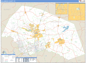 Williamson County, Texas Zip Code Wall Map