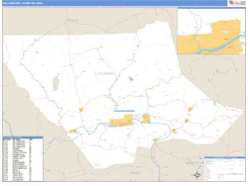 Williamsport, Pennsylvania Metro Area Wall Map Market Maps (IDI)