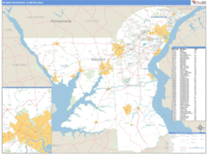 Wilmington-Newark, Delaware Metro Area Wall Map