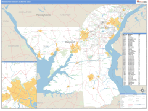 Wilmington-Newark, Delaware Metro Area Wall Map Market Maps (IDI)