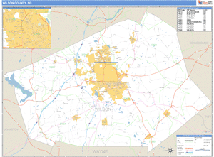 Wilson County, North Carolina Zip Code Wall Map