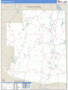 Windham County, Connecticut Zip Code Wall Map