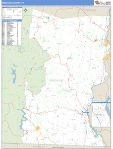 Windham County, Vermont Zip Code Wall Map