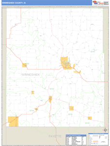 Winneshiek County, Iowa Zip Code Wall Map