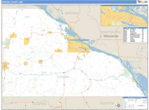 Winona County, Minnesota Zip Code Wall Map