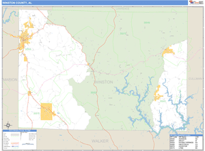 Winston County, Alabama Zip Code Wall Map