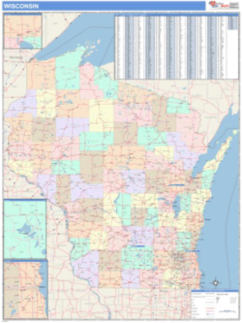 Wisconsin Business Wall Map Market Maps (IDI)