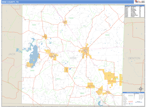 Wise County, Texas Zip Code Wall Map Market Maps (IDI)
