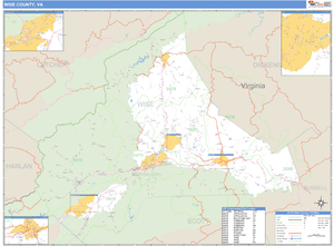 Wise County, Virginia Zip Code Wall Map