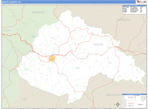 Wolfe County, Kentucky Zip Code Wall Map
