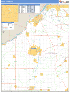 Wood County, Ohio Zip Code Wall Map