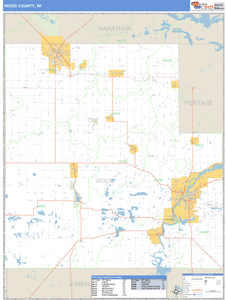 Wood County, Wisconsin Zip Code Wall Map