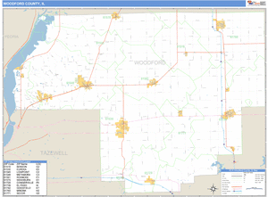 Woodford County, Illinois Zip Code Wall Map