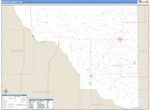Woods County, Oklahoma Zip Code Wall Map