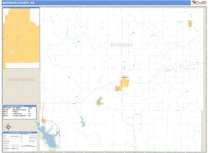 Woodson County, Kansas Zip Code Wall Map