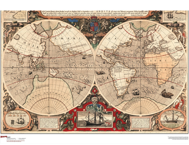 World Antique Wall Map 1595 Maps.com
