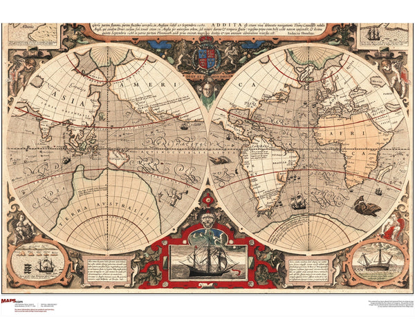 World Antique Wall Map 1595 Maps.com