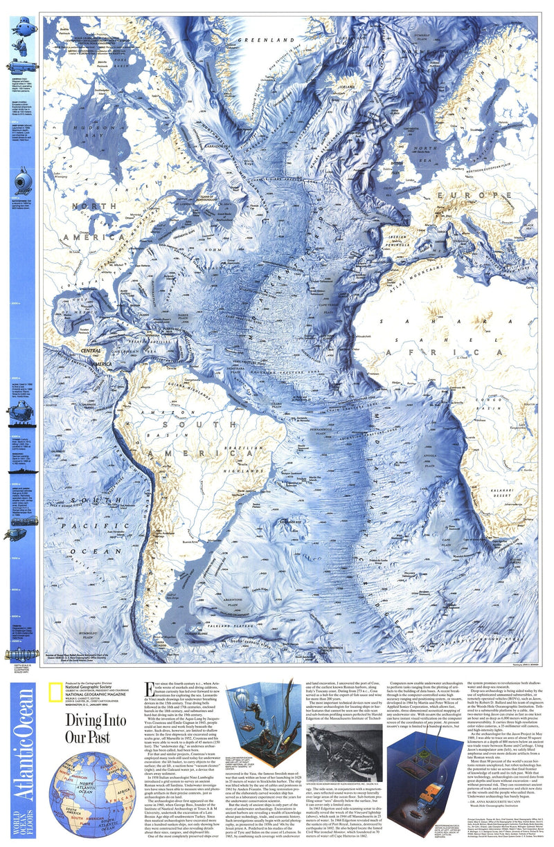 World Ocean Floors, Atlantic Ocean Map 1990 Maps.com