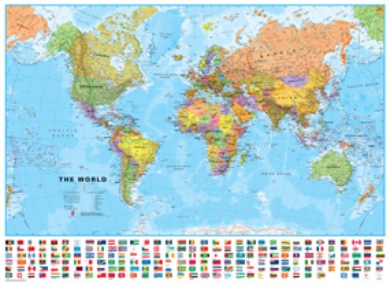 World Wall Map with Flags Eastview