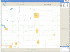 Worth County, Iowa Zip Code Wall Map