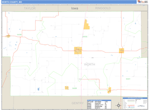 Worth County, Missouri Zip Code Wall Map