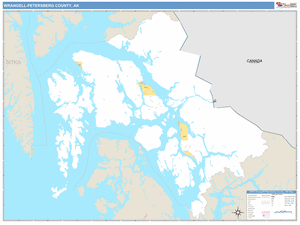 Wrangell Petersburg County, Alaska Zip Code Wall Map