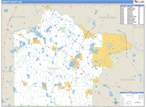 Wright County, Minnesota Zip Code Wall Map