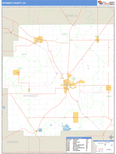 Wyandot County, Ohio Zip Code Wall Map