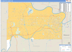 Wyandotte County, Kansas Zip Code Wall Map