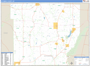 Wyoming County, New York Zip Code Wall Map