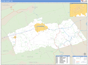 Wythe County, Virginia Zip Code Wall Map