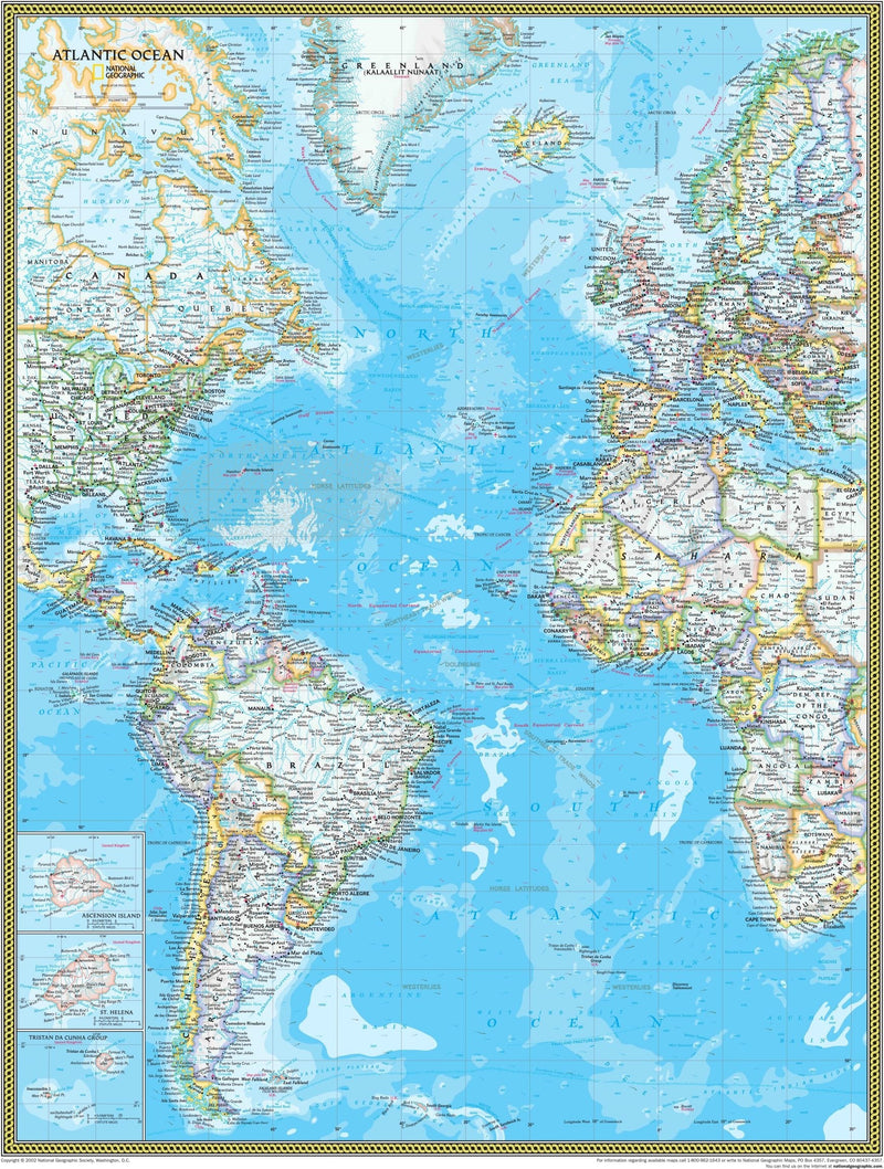 National Geographic Atlantic Ocean Political Wall Map Maps.com
