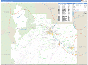 Yakima County, Washington Zip Code Wall Map