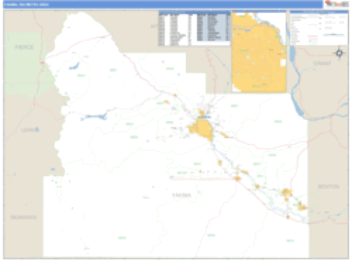 Yakima, Washington Metro Area Wall Map Market Maps (IDI)