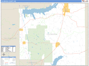 Yalobusha County, Mississippi Zip Code Wall Map